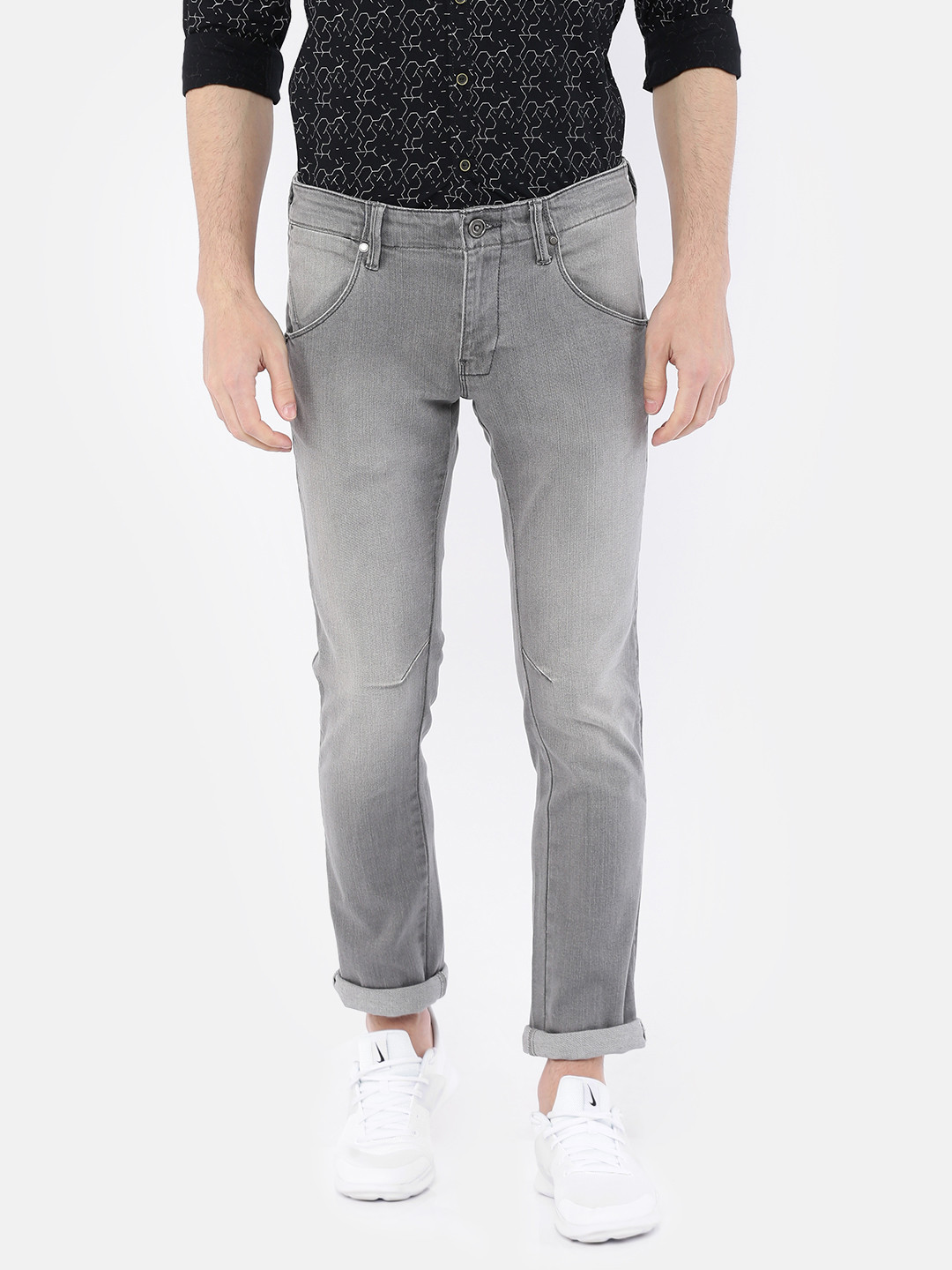 Buy Wrangler Men Grey Slim Fit Low Rise Clean Look Stretchable Jeans