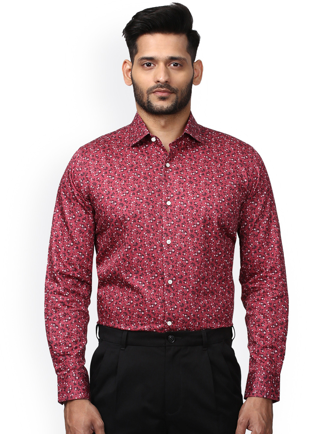 Buy ColorPlus Men Red Tailored Fit Printed Casual Shirt Shirts for