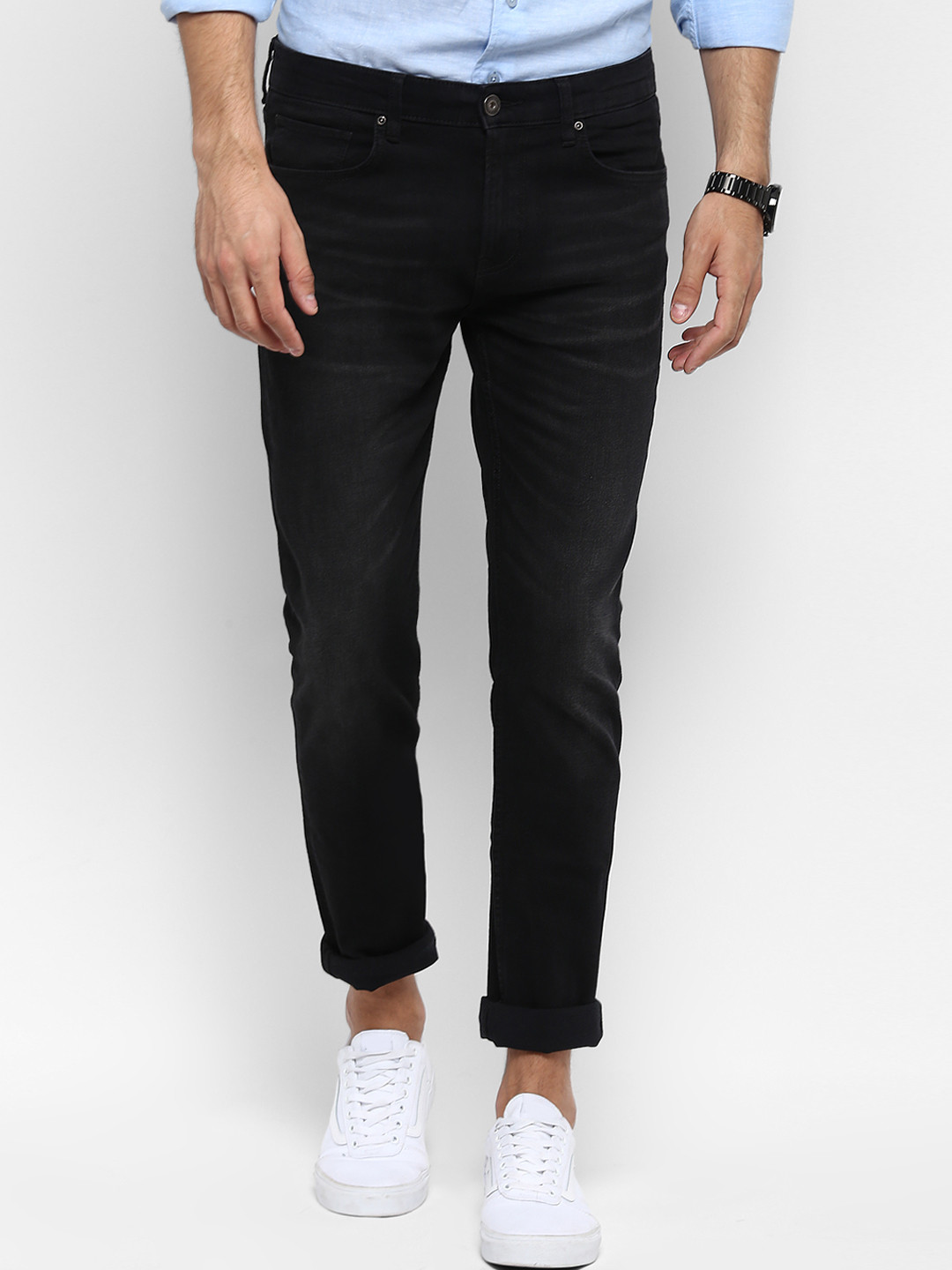 Buy Red Tape Men Black Slim Fit Mid Rise Clean Look Jeans Jeans for