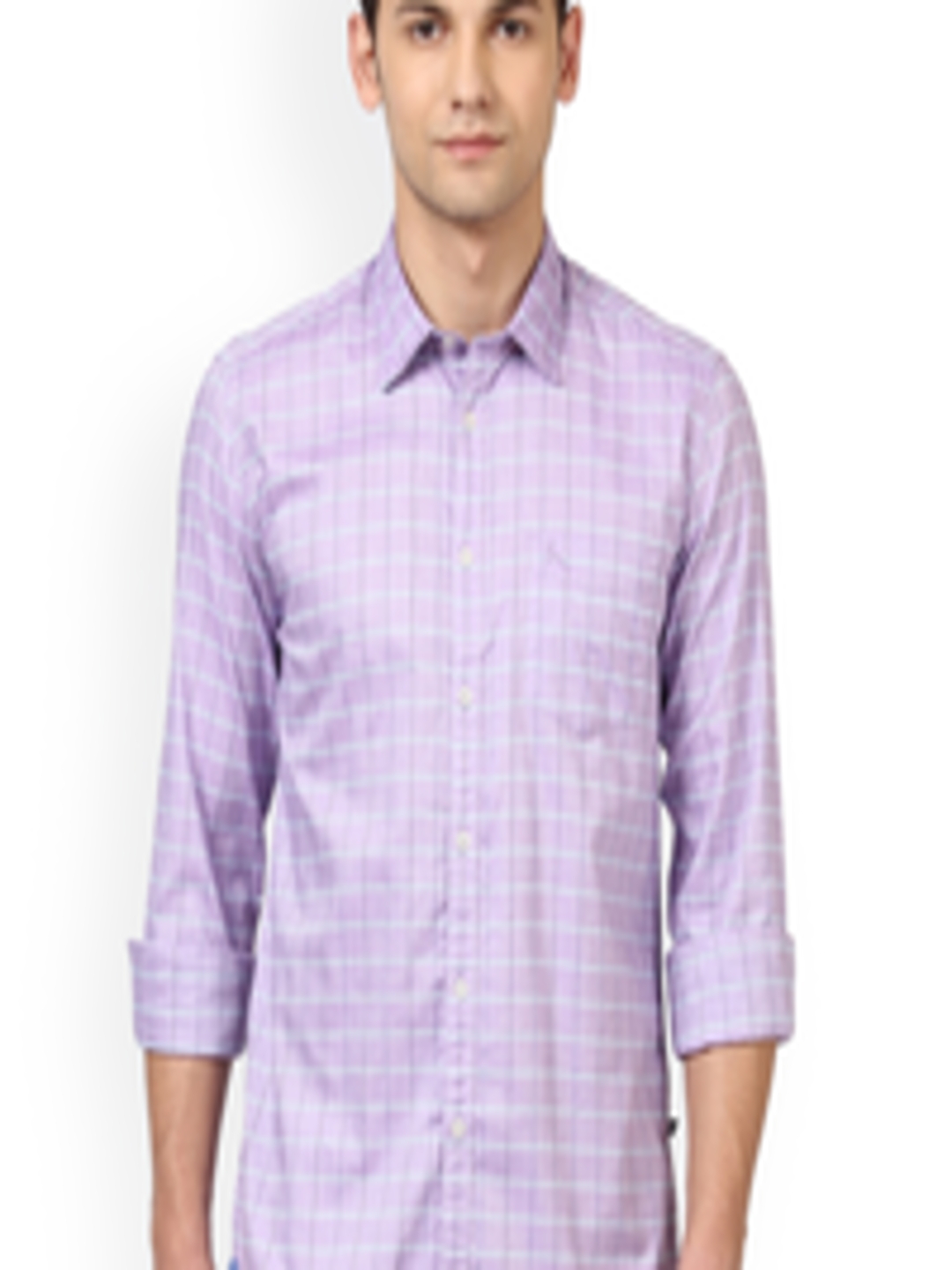 Buy Parx Men Lavender Slim Fit Checked Casual Shirt - Shirts for Men ...