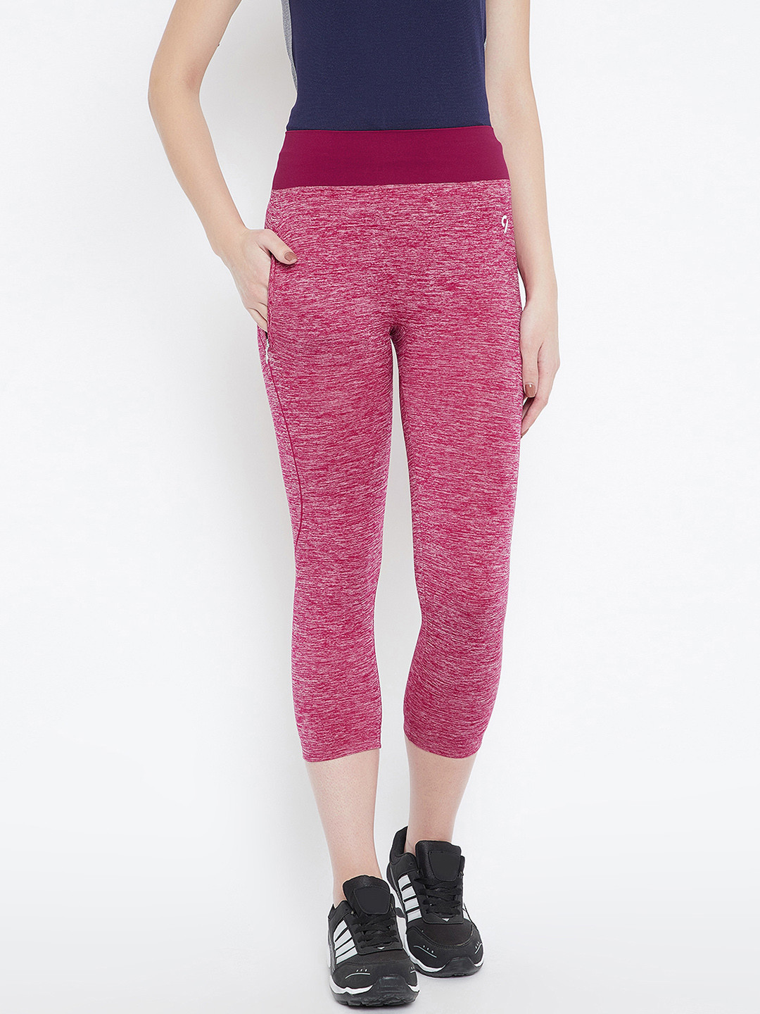 Buy C9 AIRWEAR Women Pink Solid Mid Rise Capris Capris for Women