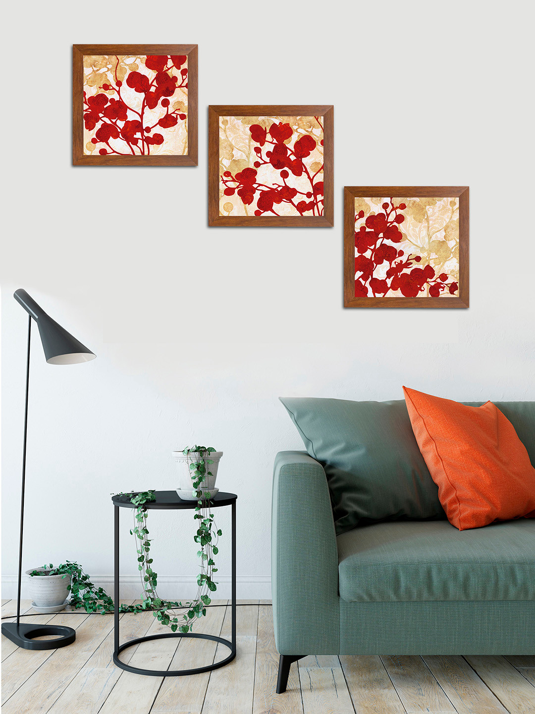 Buy Art Street Red & Brown Abstract Printed Set Of 3 Wall Art Wall
