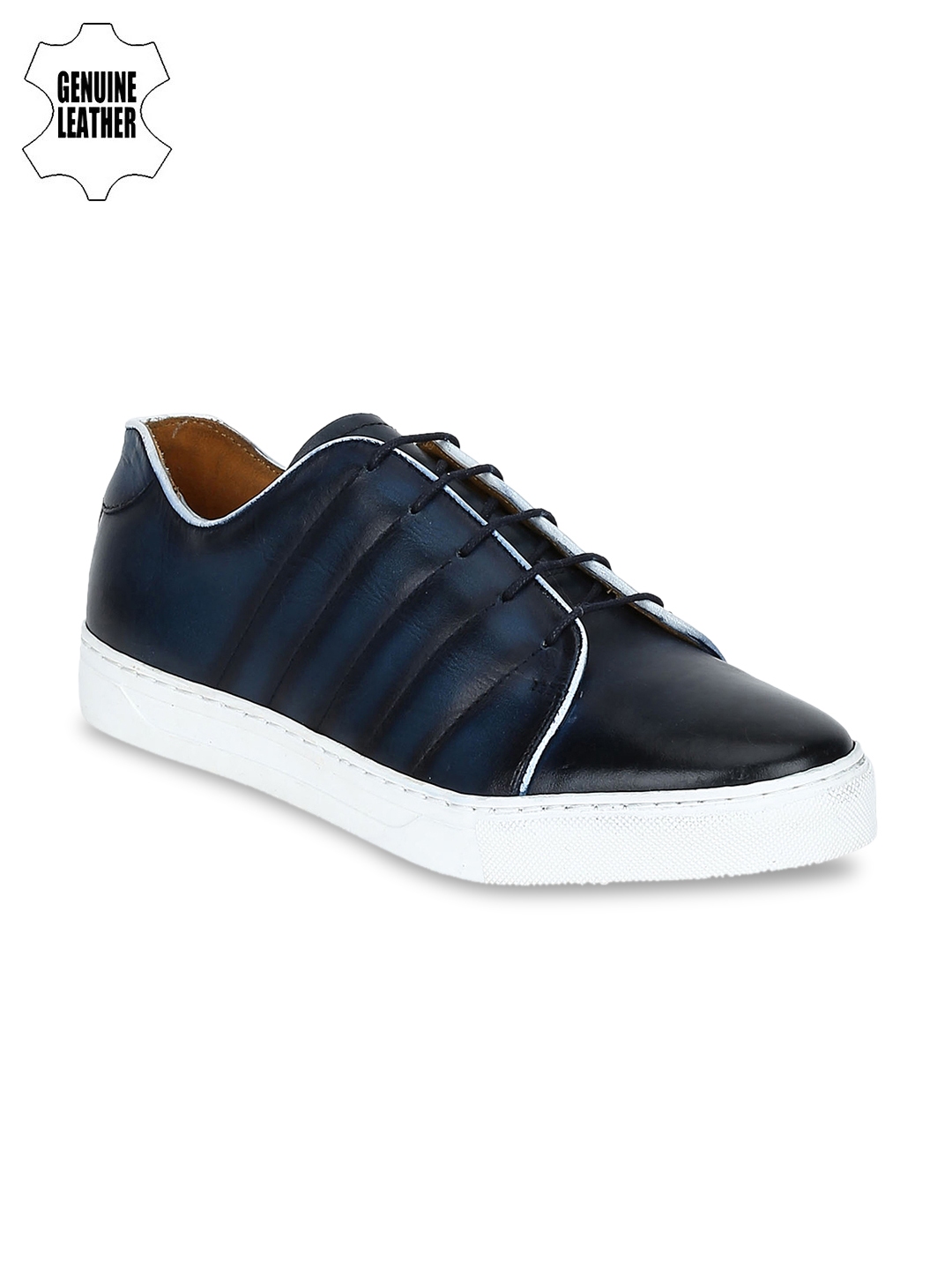 men's blue leather casual shoes