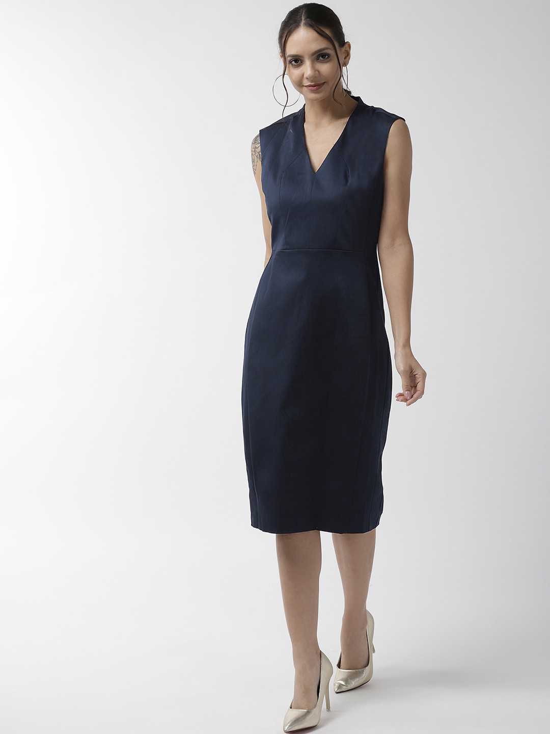 marks and spencer navy mix dress