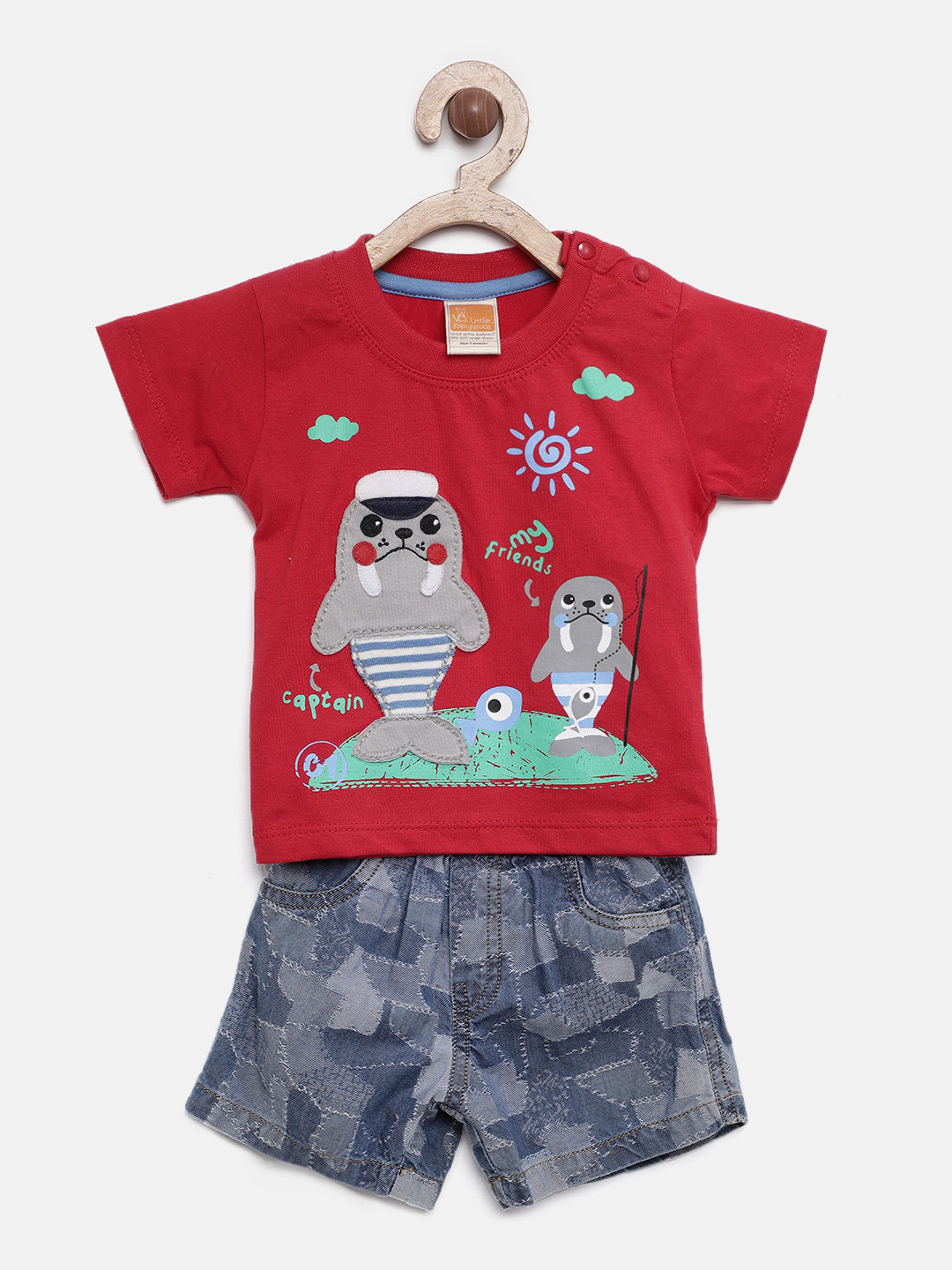 Buy Little Kangaroos Boys Red Printed T Shirt With Shorts Clothing Set for Boys 5910491 Myntra