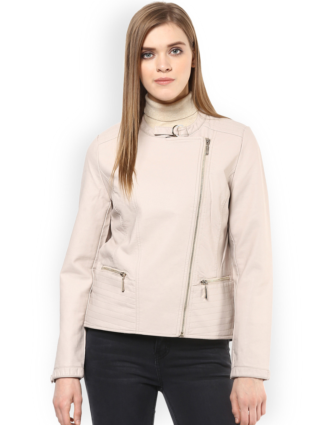 Buy Van Heusen Woman Women Beige Solid Bomber Jacket Jackets for Women 5916903 Myntra
