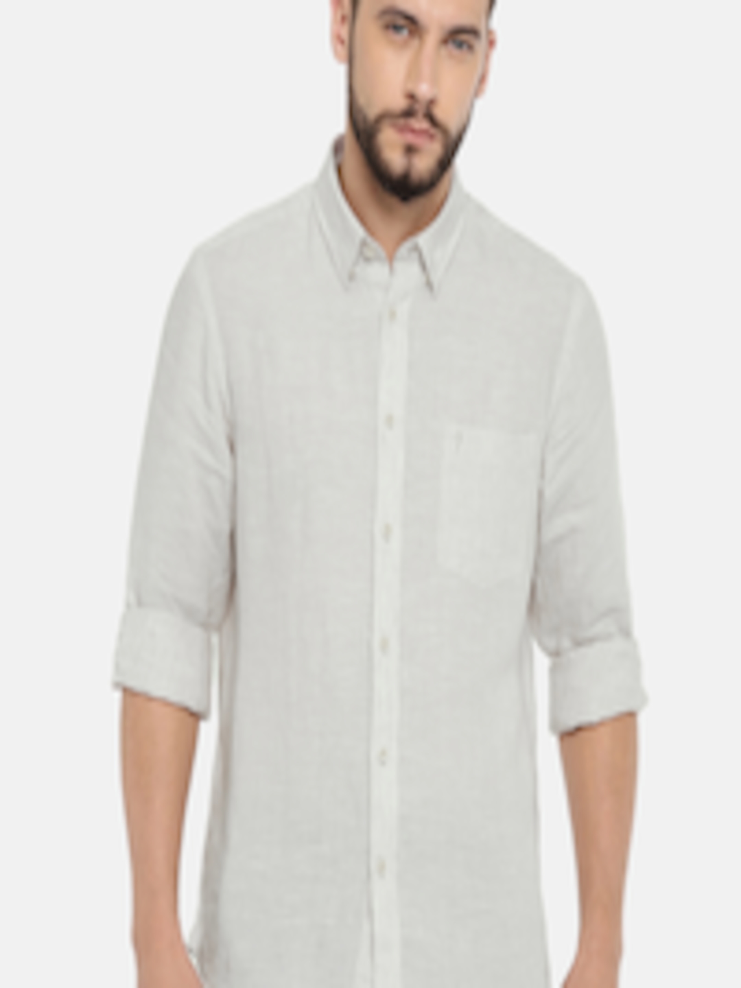 Buy Indian Terrain Men Beige Slim Fit Solid Casual Linen Shirt - Shirts ...