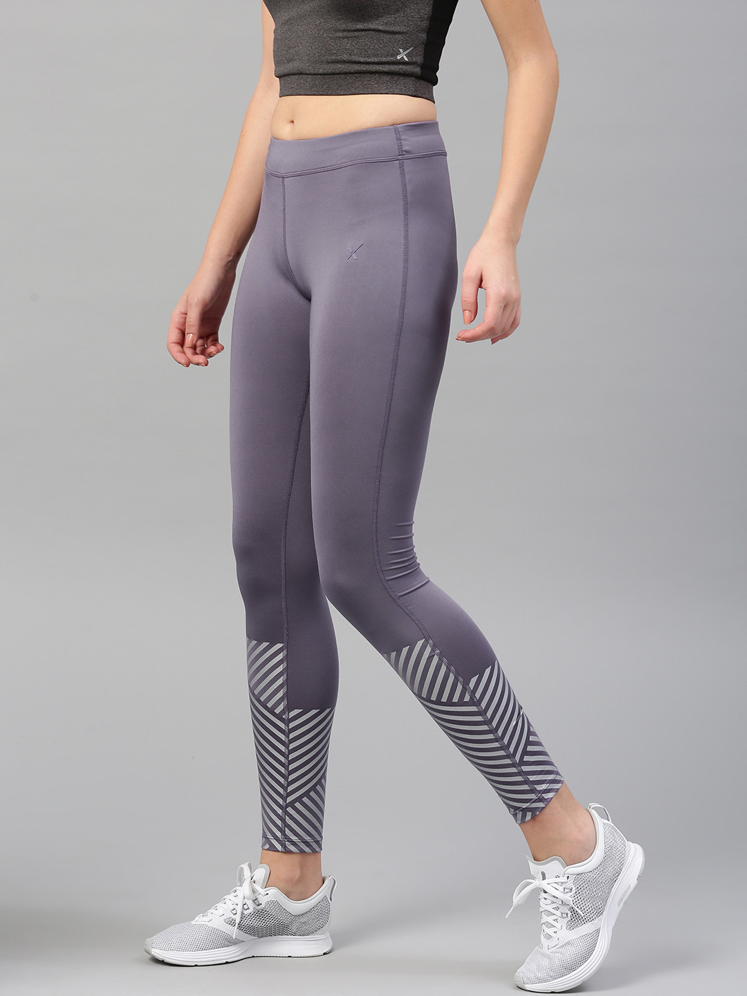 Buy HRX By Hrithik Roshan Women Purple Printed Running Tights Tights