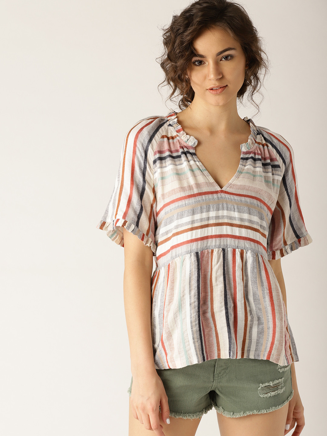 multicoloured striped top womens