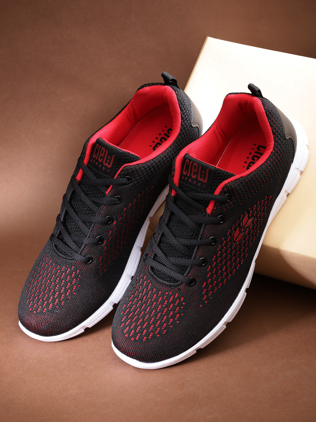 Buy Crew STREET Men Black &amp; Red Running Shoes Sports