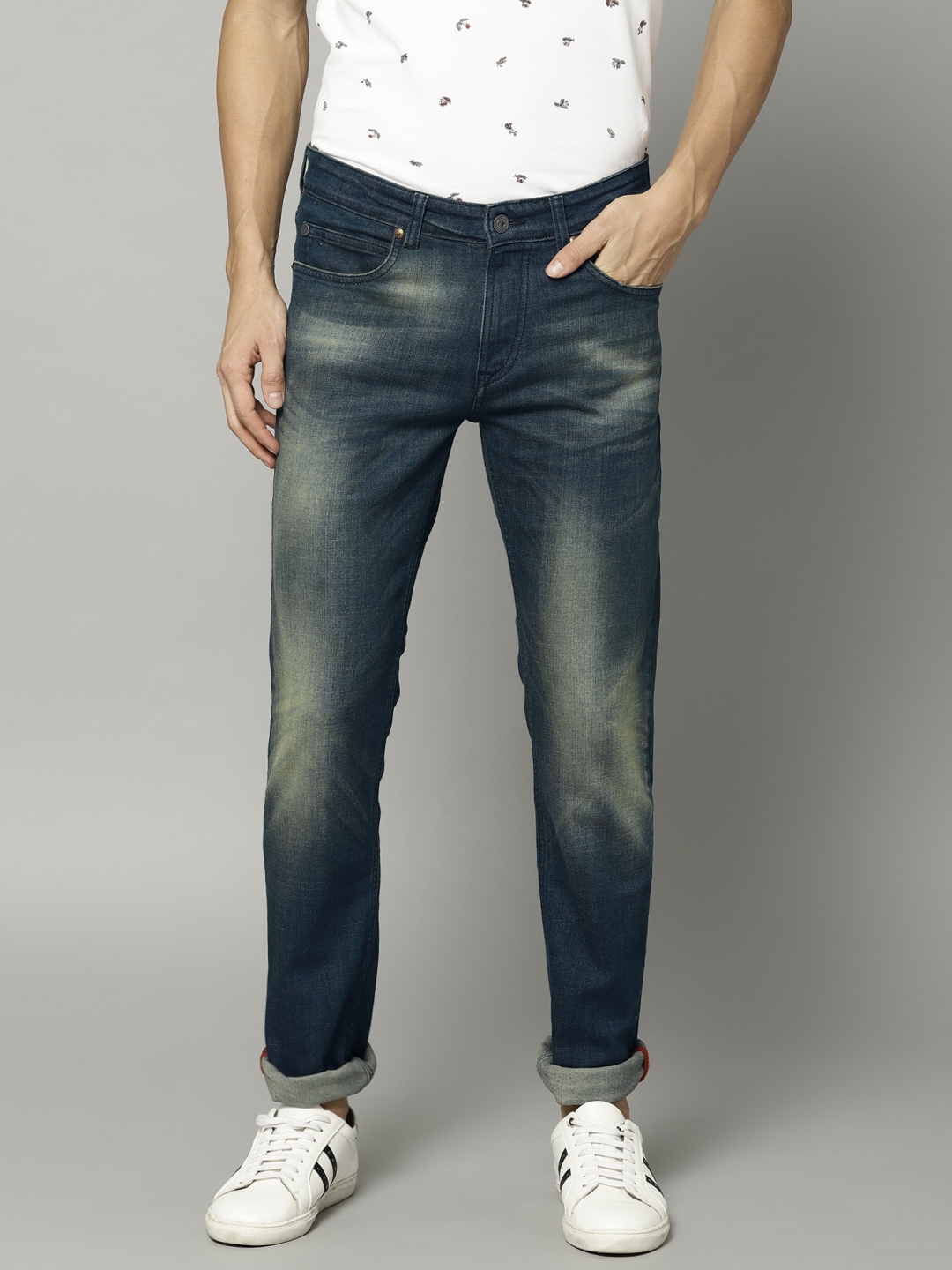 Buy French Connection Men Blue Slim Fit Mid Rise Clean Look Stretchable ...