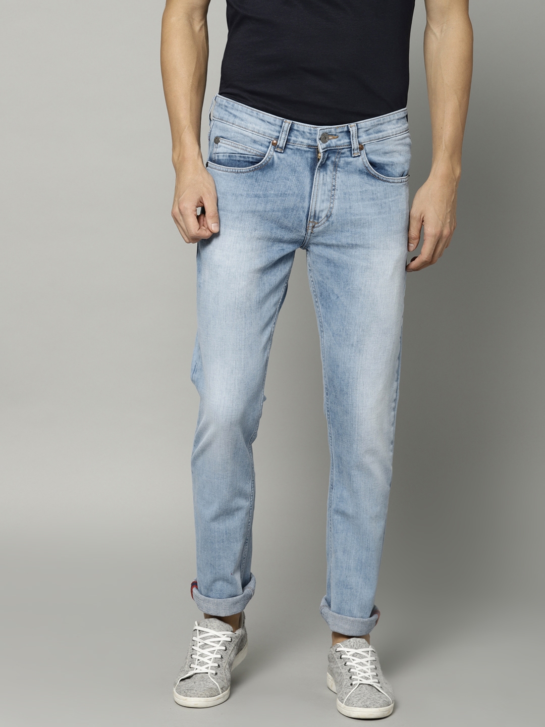 Buy French Connection Men Blue Slim Fit Mid Rise Clean Look Stretchable ...