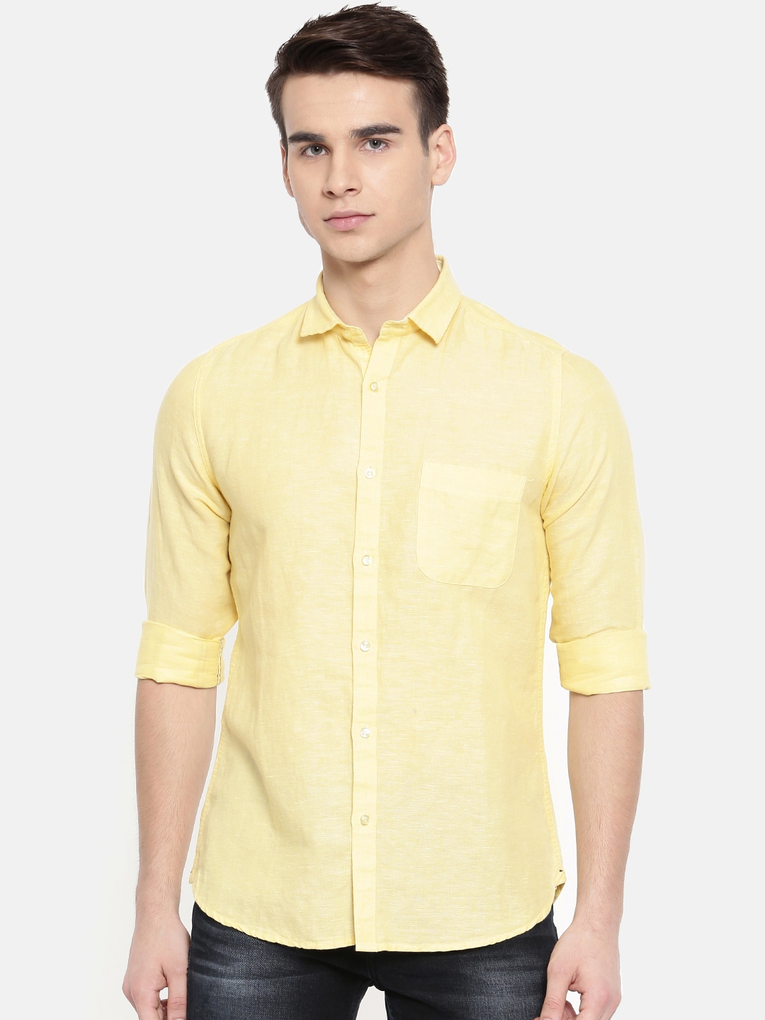 Buy Killer Men Yellow Slim Fit Solid Casual Shirt - Shirts for Men ...