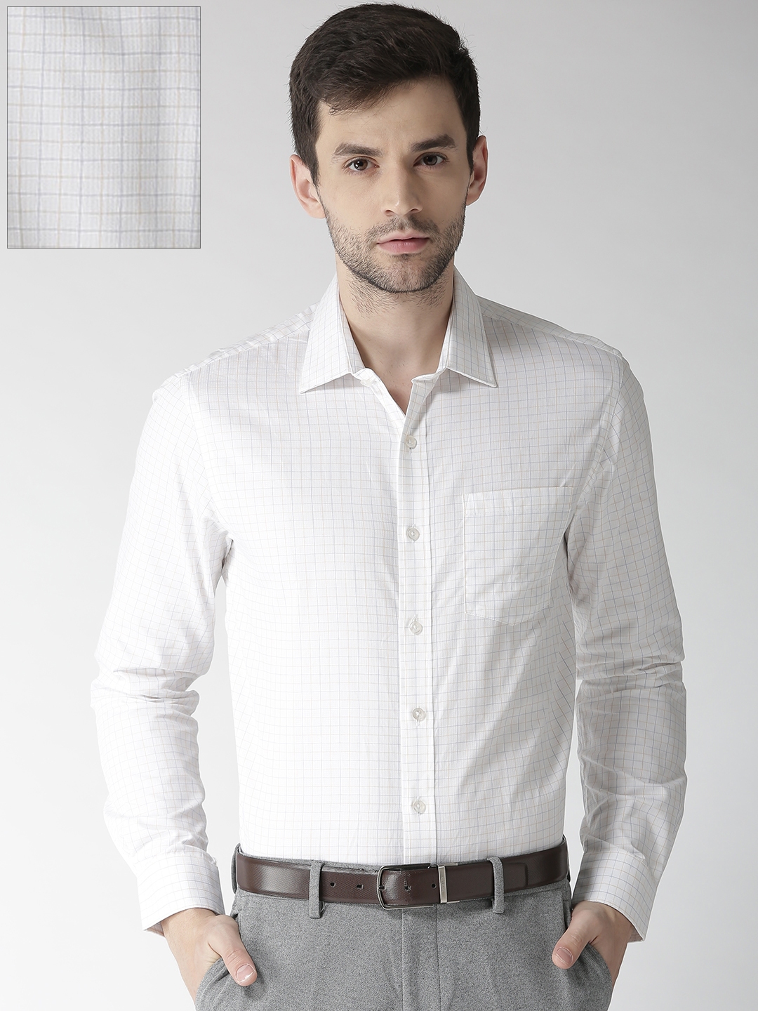 Buy Arrow Men White Premium Slim Fit Checked Formal Shirt - Shirts for ...