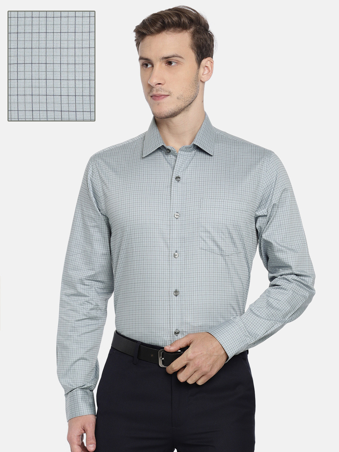 Men's Checked Grey Slim Fit Shirt