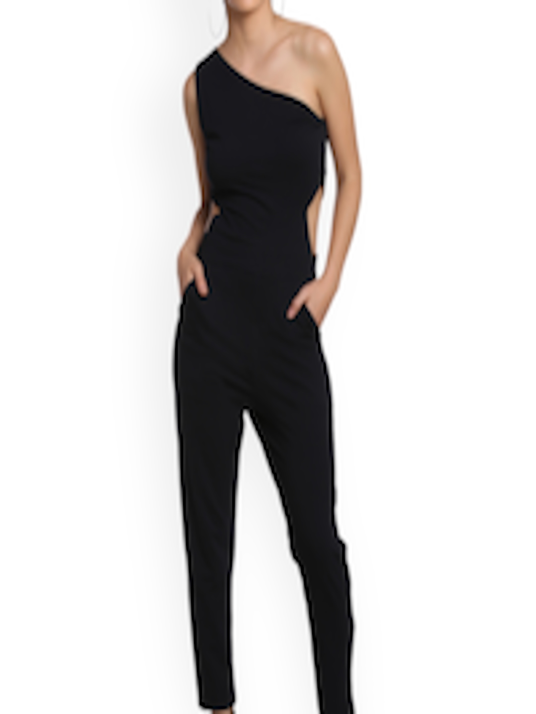 Buy THE SILHOUETTE STORE Women Black Solid Basic Jumpsuit - Jumpsuit ...