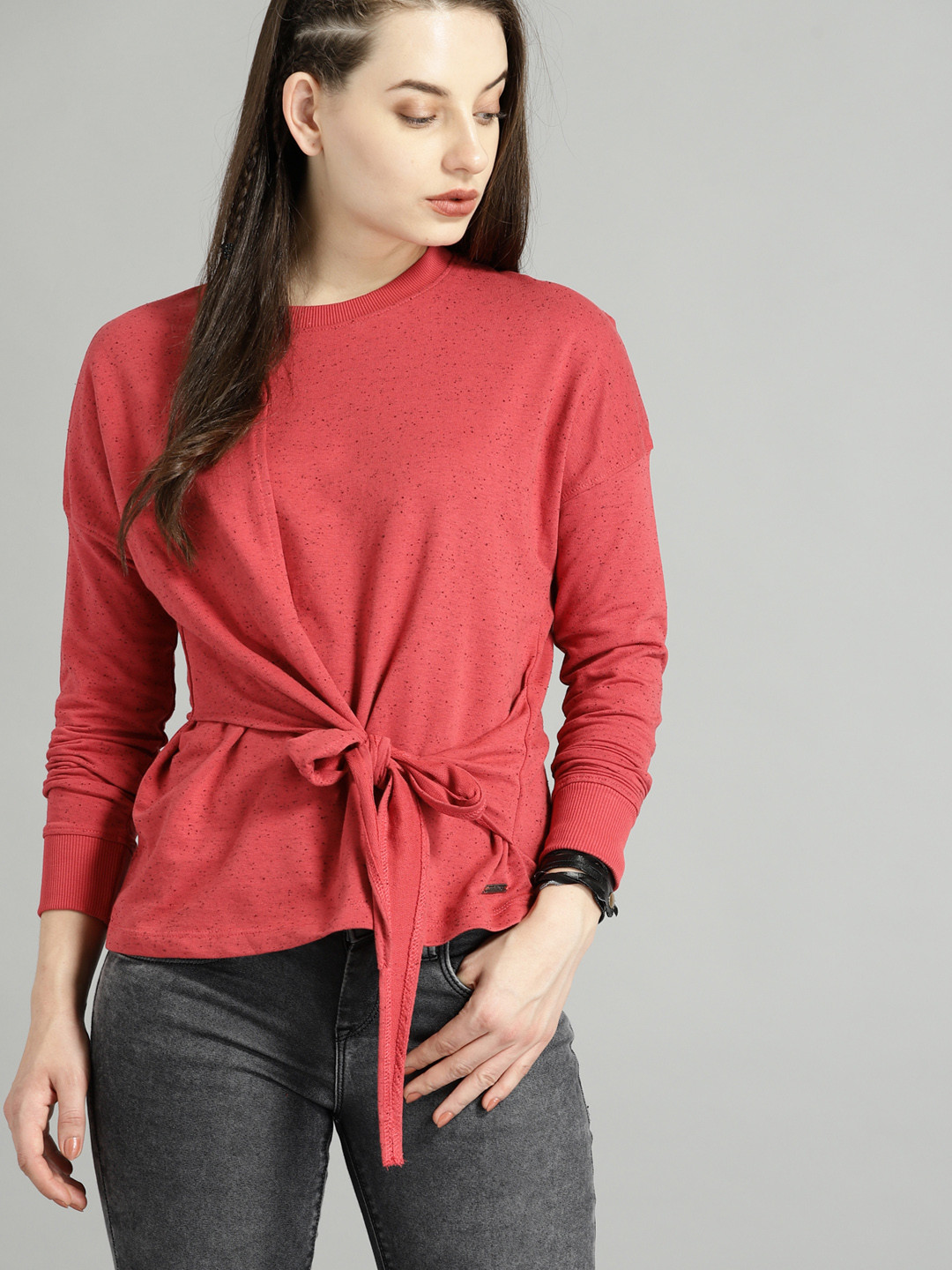 Buy Roadster Women Red Solid Sweatshirt - Sweatshirts for Women 6011946 ...
