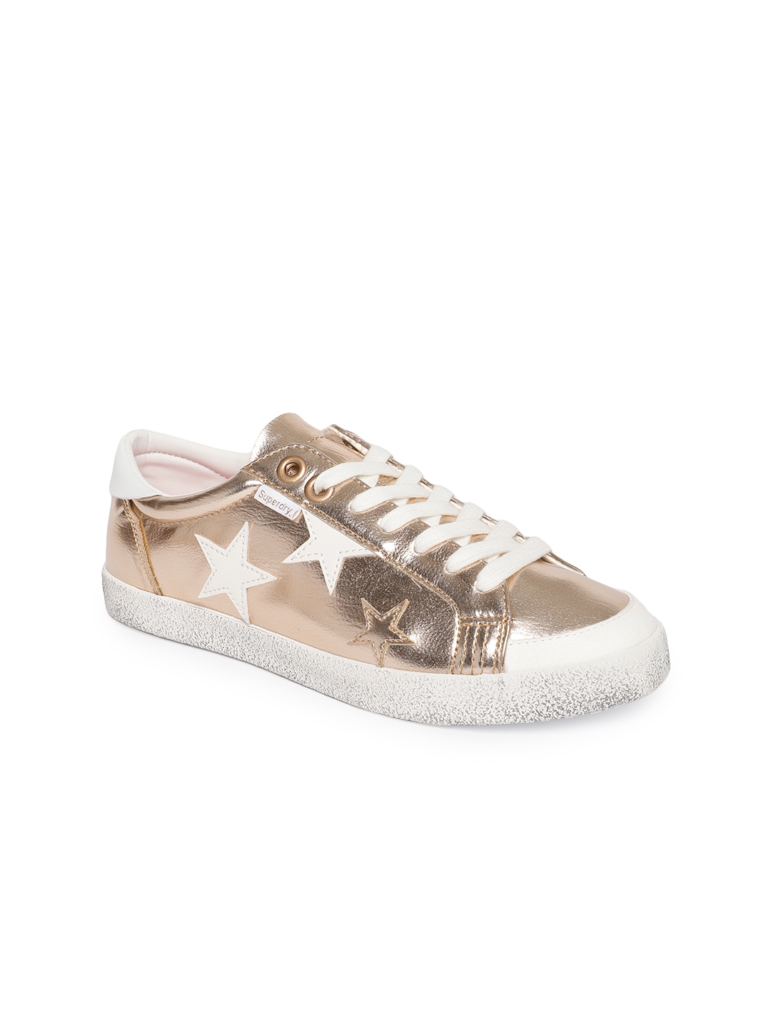 Buy Superdry Women Metallic Rose Gold Toned Super Sleek Logo Sneakers ...