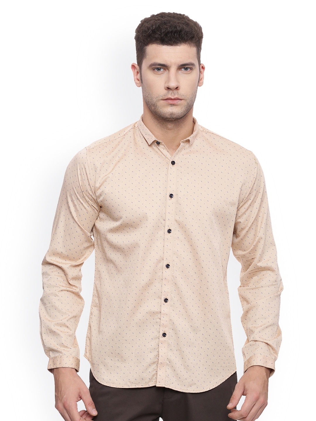 Buy V Dot Men Beige Slim Fit Printed Formal Cotton Shirt - Shirts for ...