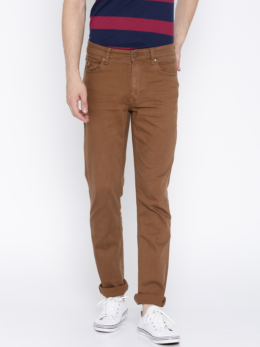 Buy U.S. Polo Assn. Denim Co. Men Brown Slim Fit Mid Rise Clean Look