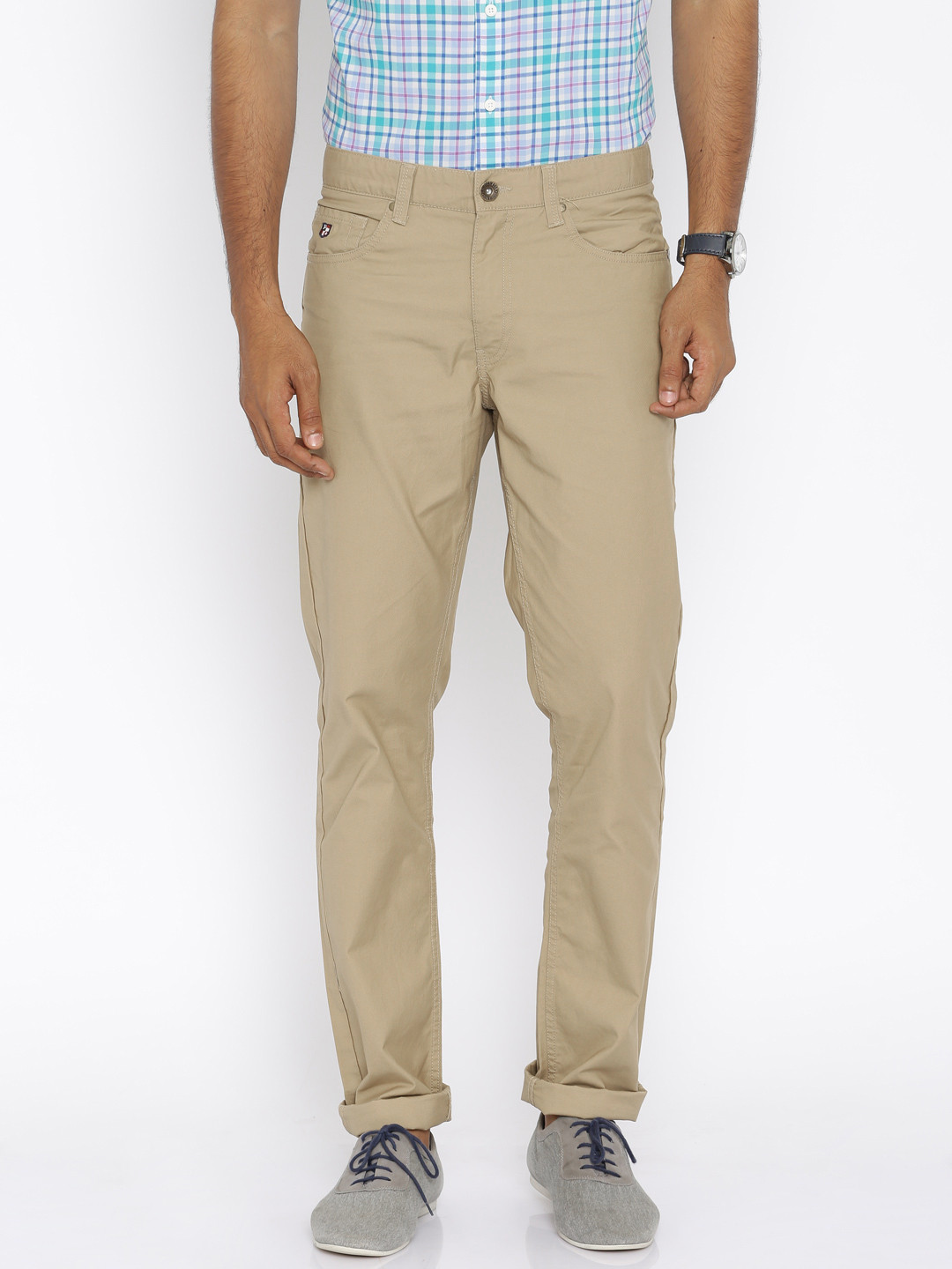 Buy U.S. Polo Assn. Khaki Slim Fit Trousers Trousers for Men 614048