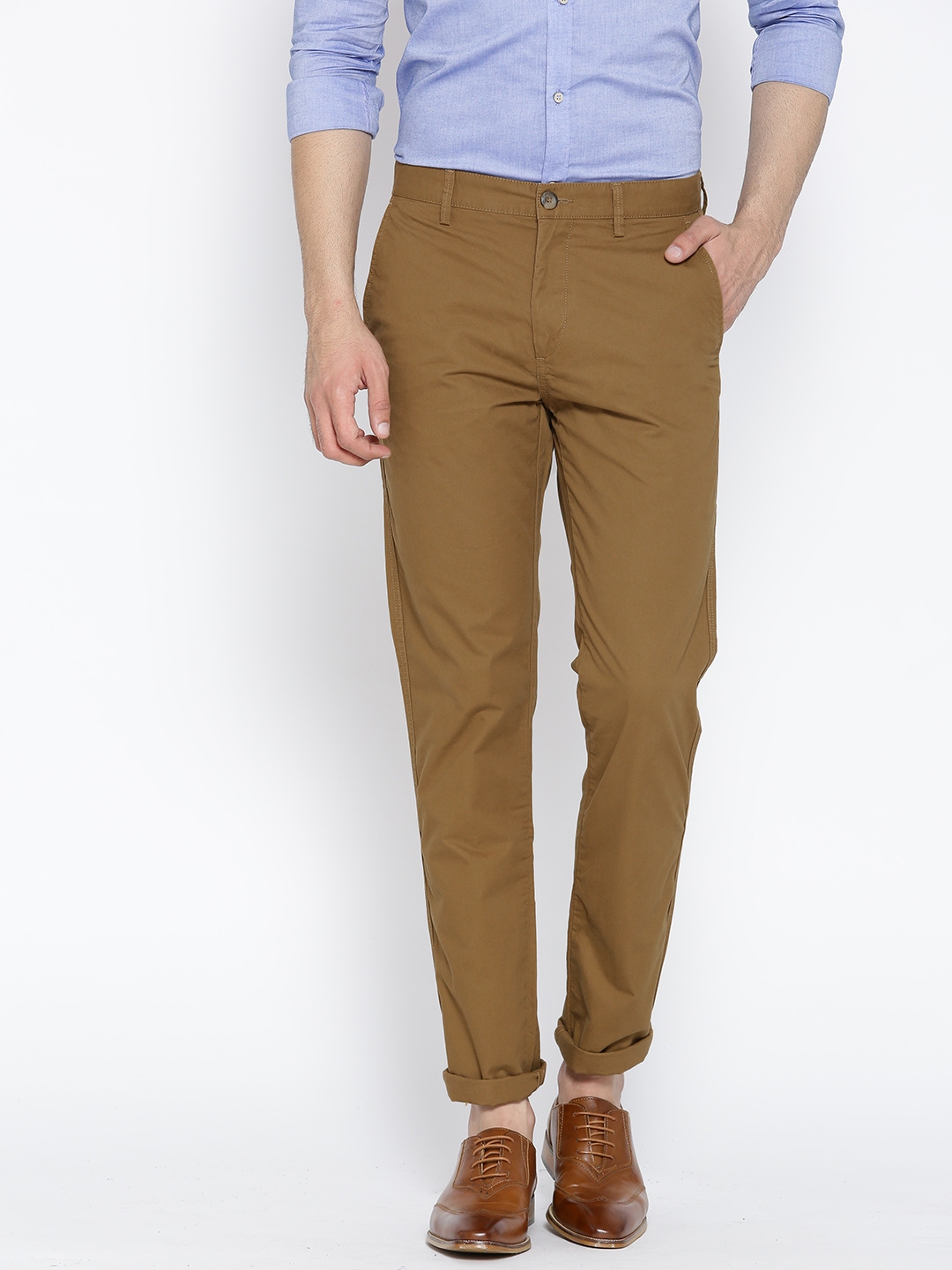 Buy U.S. Polo Assn. Men Khaki Slim Fit Trousers - Trousers for Men ...