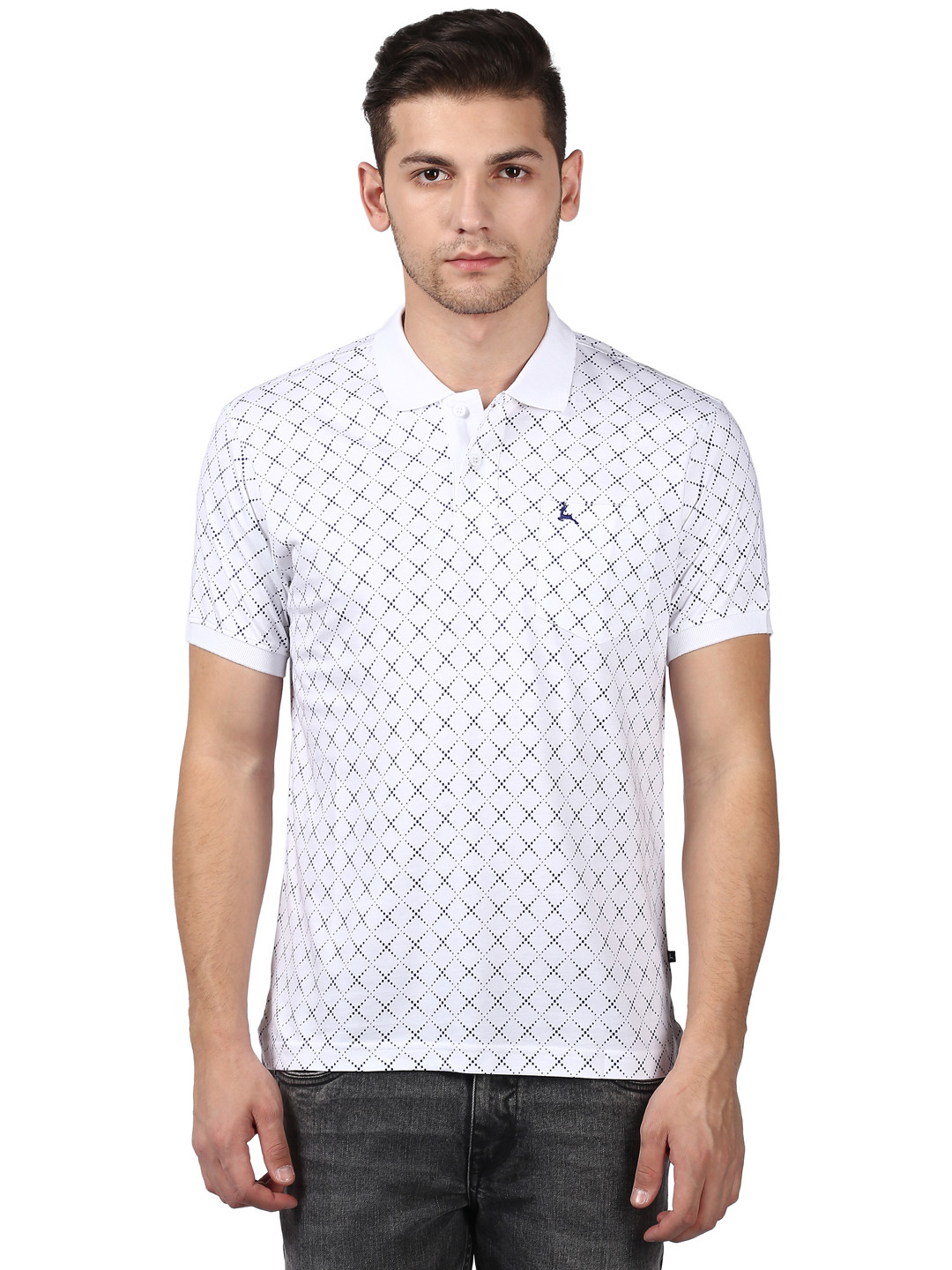 Buy Parx Men White Printed Polo Collar T Shirt - Tshirts for Men ...
