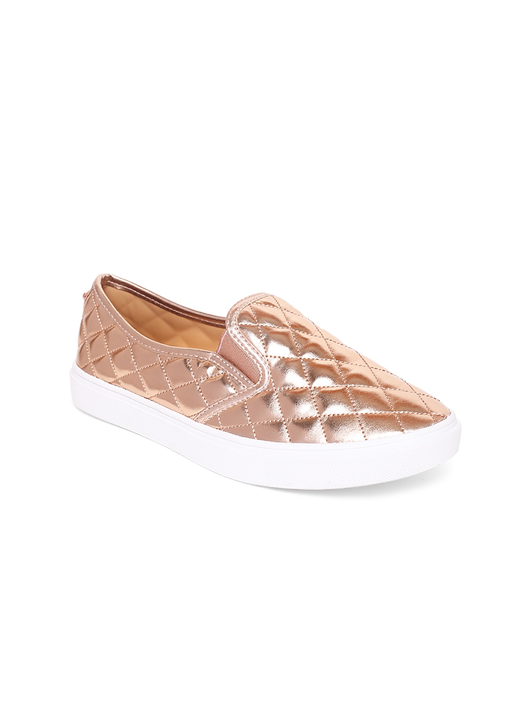 Buy Dune London Women Rose Gold Toned Quilted Slip On Sneakers - Casual ...