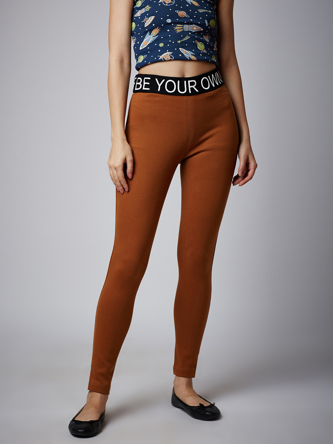 Buy Rider Republic Women Tan Solid Treggings Jeggings for Women
