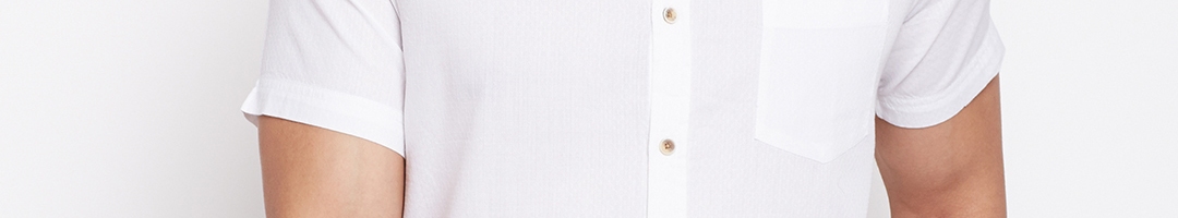 Buy Cottonworld Men White Slim Fit Solid Casual Shirt - Shirts for Men ...