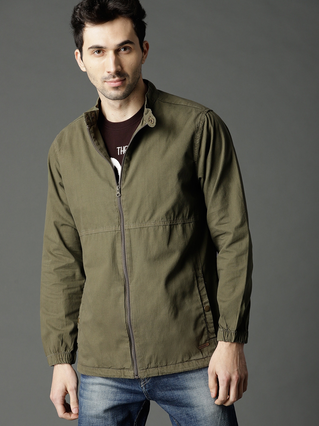 Buy Roadster Men Olive Green Solid Tailored Jacket - Jackets for Men ...