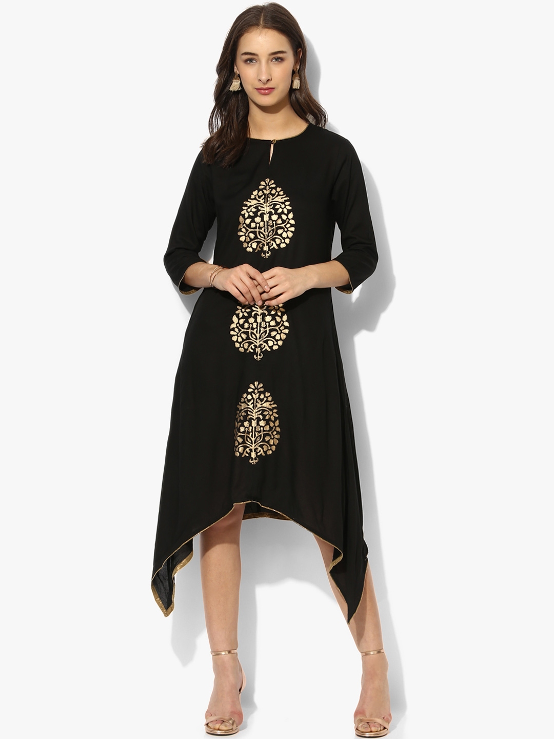 Buy Sangria Women Black Solid A Line Dress Dresses for