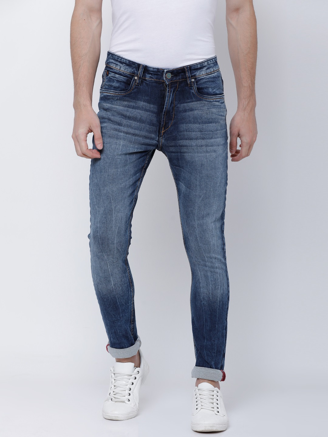 Buy Men Blue Slim Fit Mid Rise Clean Look Stretchable Jeans