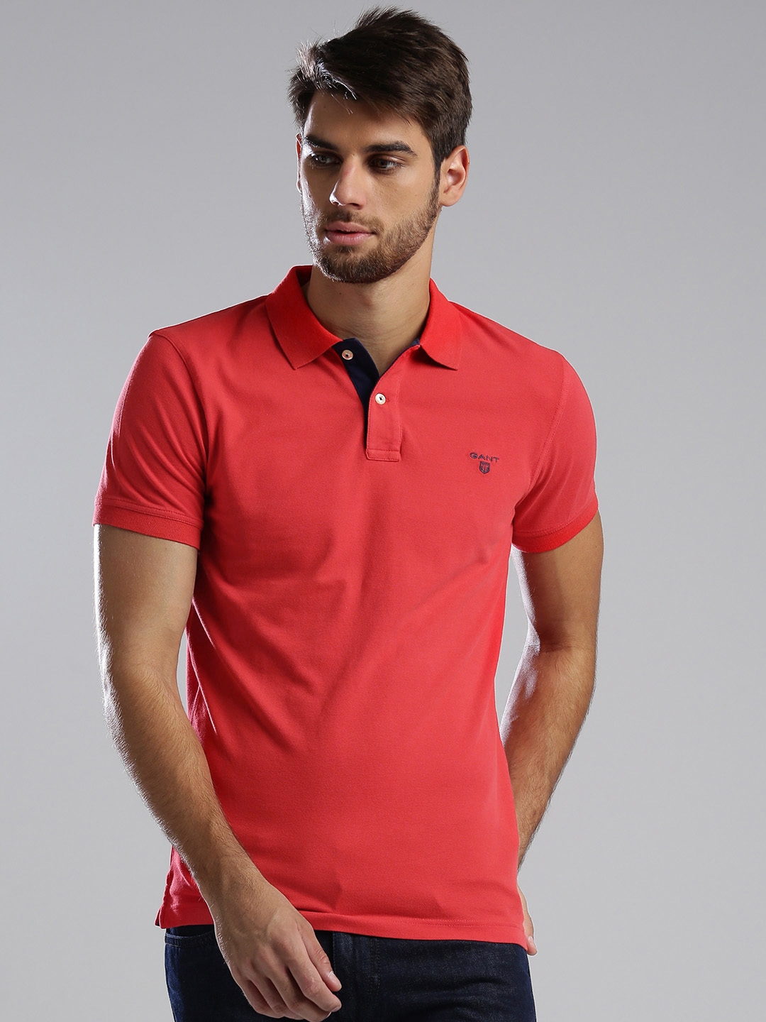 Buy GANT Men Red Solid Polo Collar T Shirt - Tshirts for Men 643016 ...