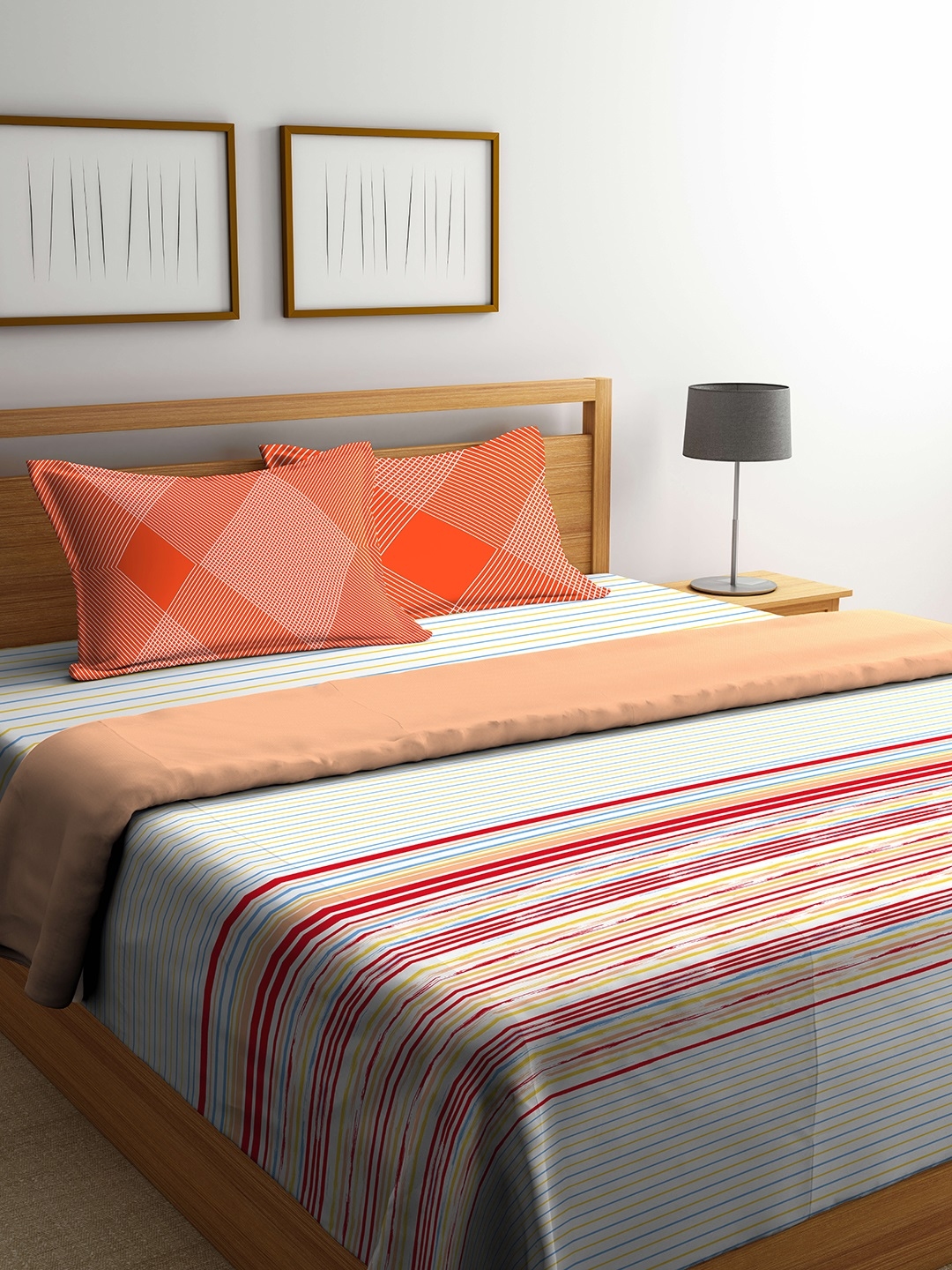 Buy Portico New York Orange Navy Blue Striped Bedding Set