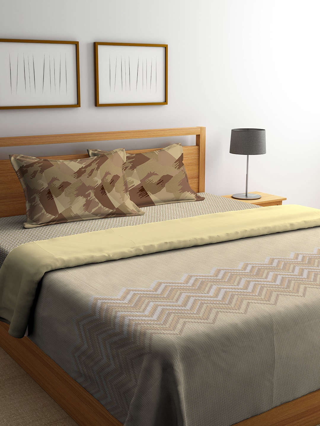 Buy Portico New York Cream & Brown Geometric Design Bedding Set
