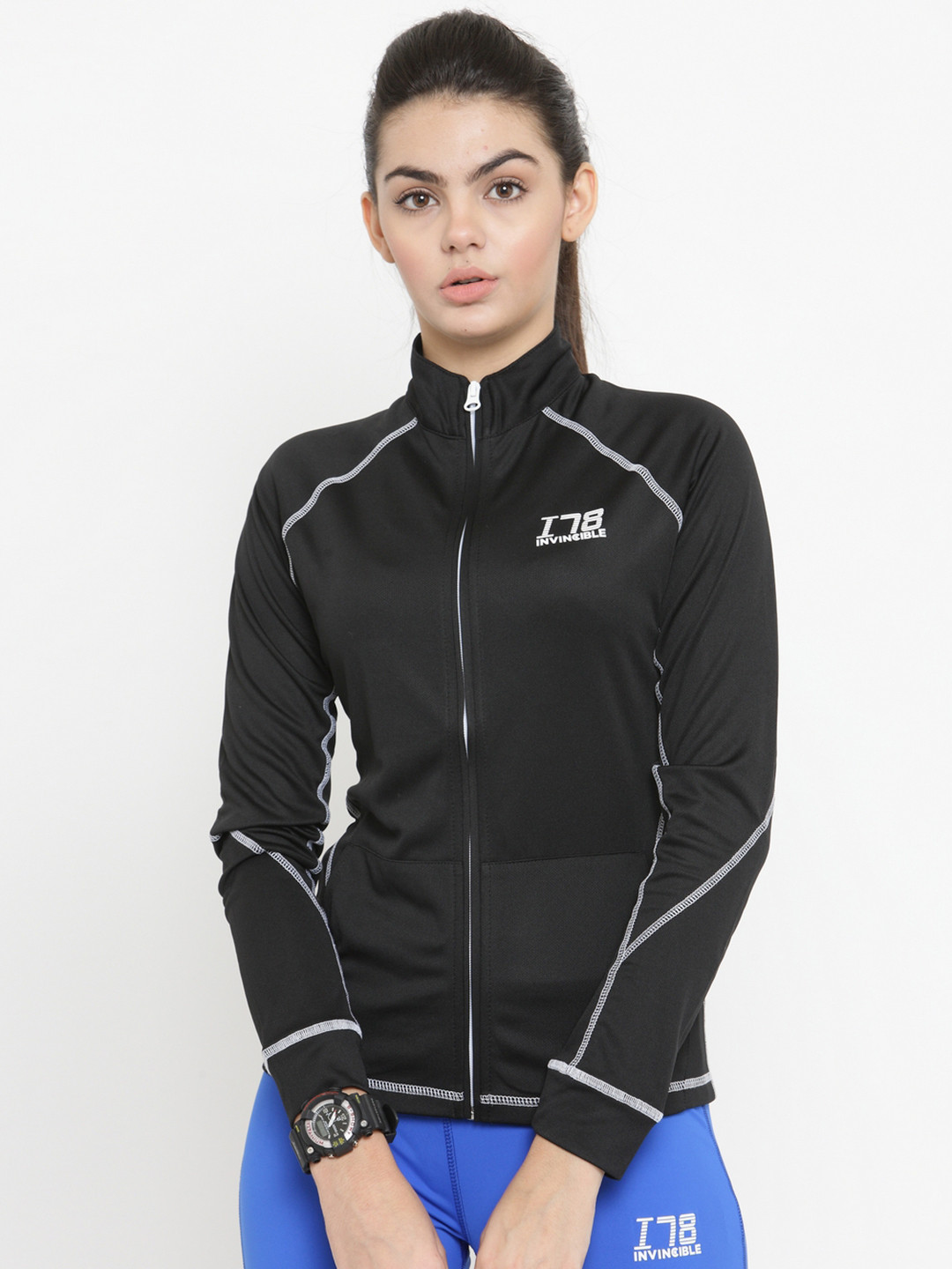 Buy Invincible Women Black Solid Lightweight Sporty Jacket Jackets