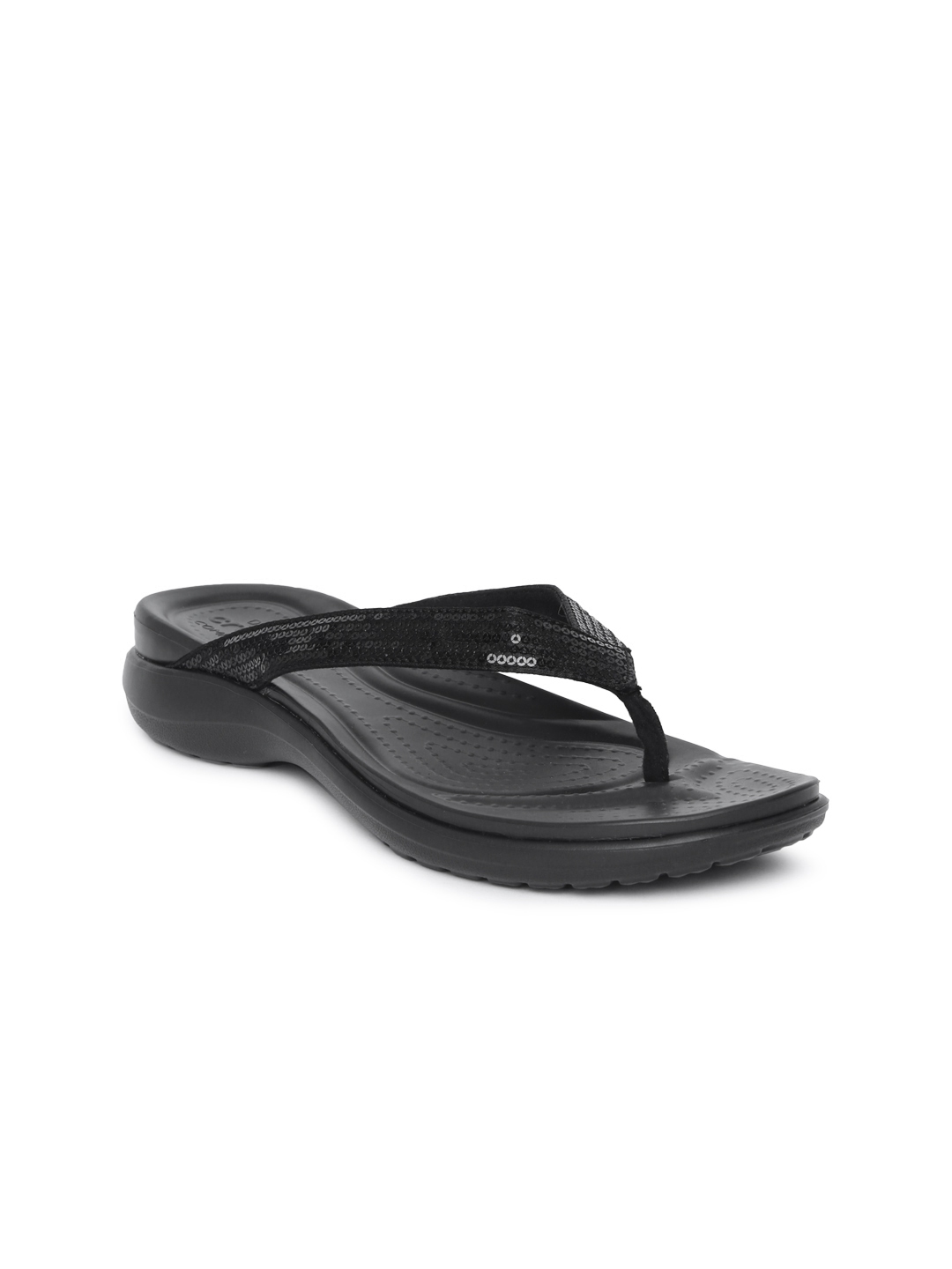 black croc flip flops
