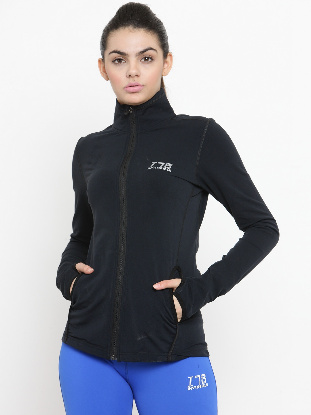 Buy Invincible Women Black Solid Sporty Jacket Jackets for Women