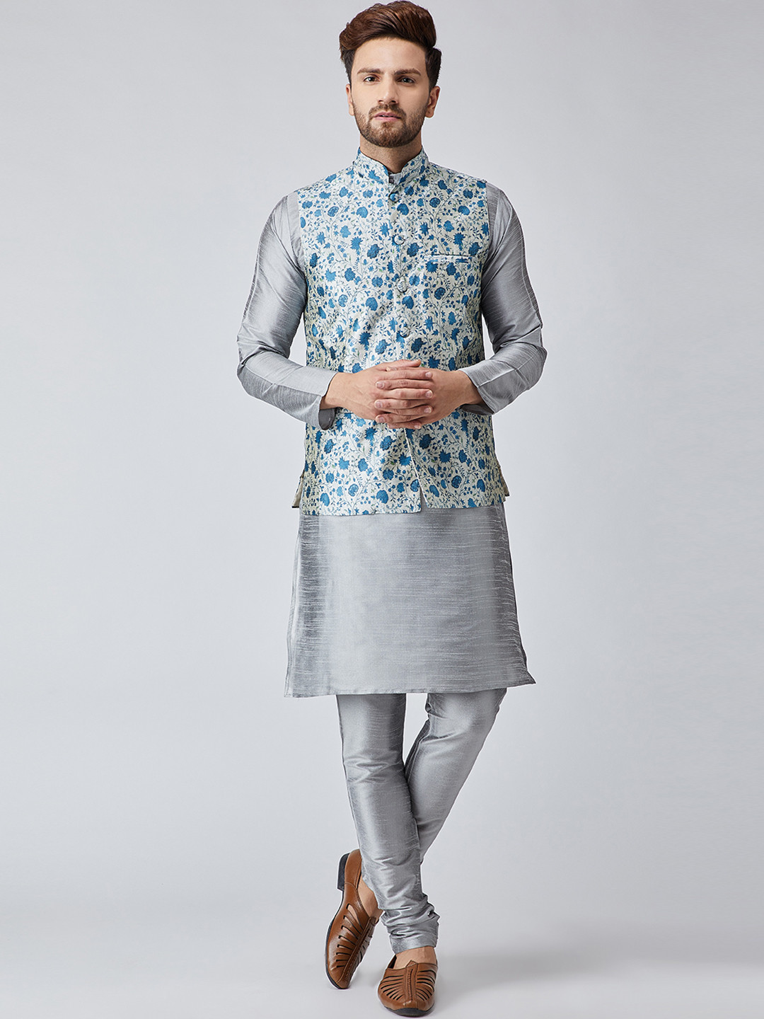 nehru jacket for blue kurta