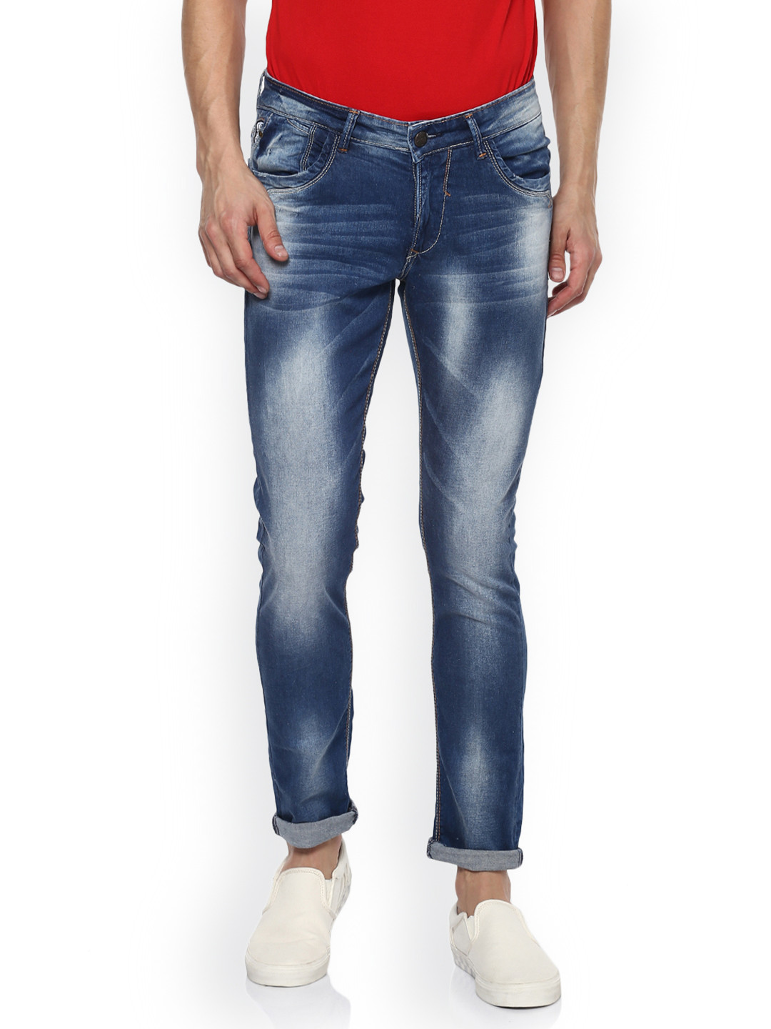 Buy SPYKAR Men Blue Skinny Fit Low Rise Mildly Distressed Jeans - Jeans for Men 6519266 | Myntra