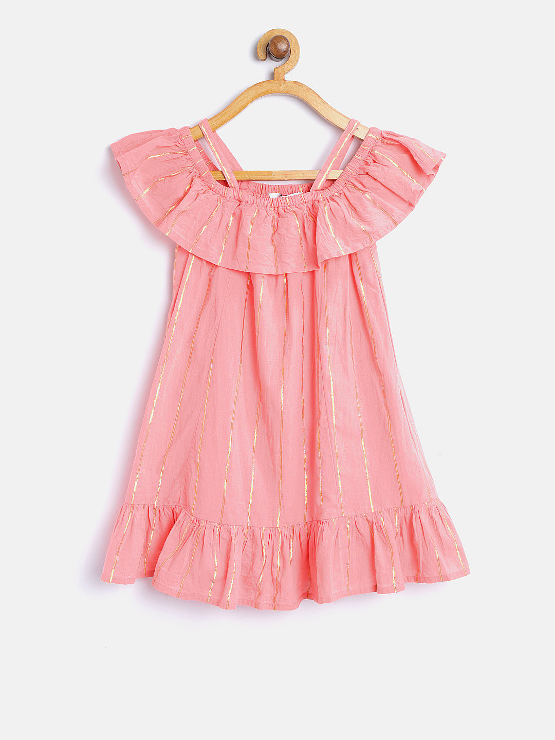 Buy Marks & Spencer Girls Pink Striped Off Shoulder A Line Dress