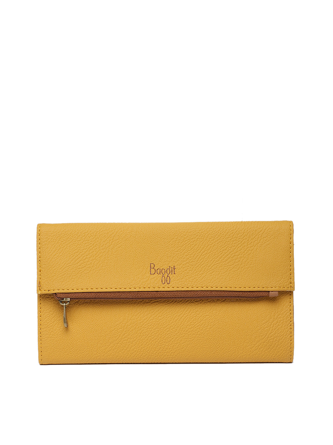 Buy Baggit Women Yellow Textured Three Fold Wallet Wallets for Women