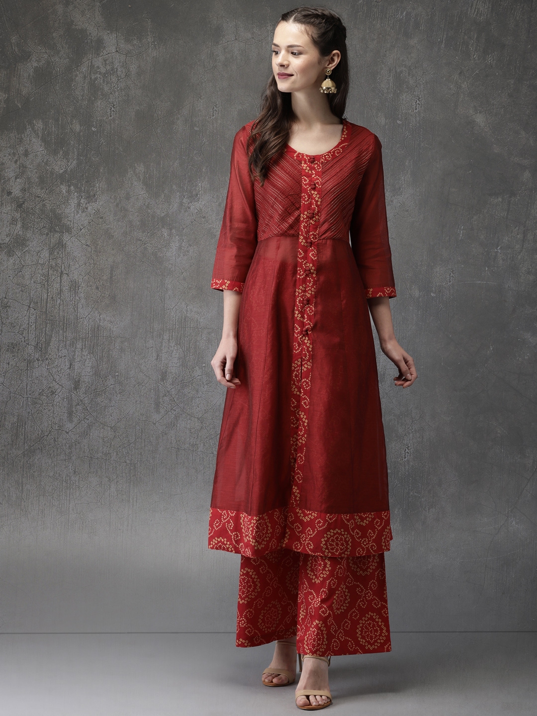 anouk maroon kurta set