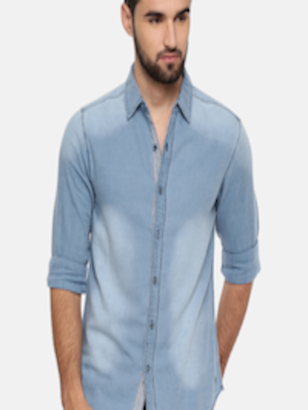 Buy SPYKAR Men Blue Slim Fit Faded Denim Casual Shirt - Shirts for Men ...