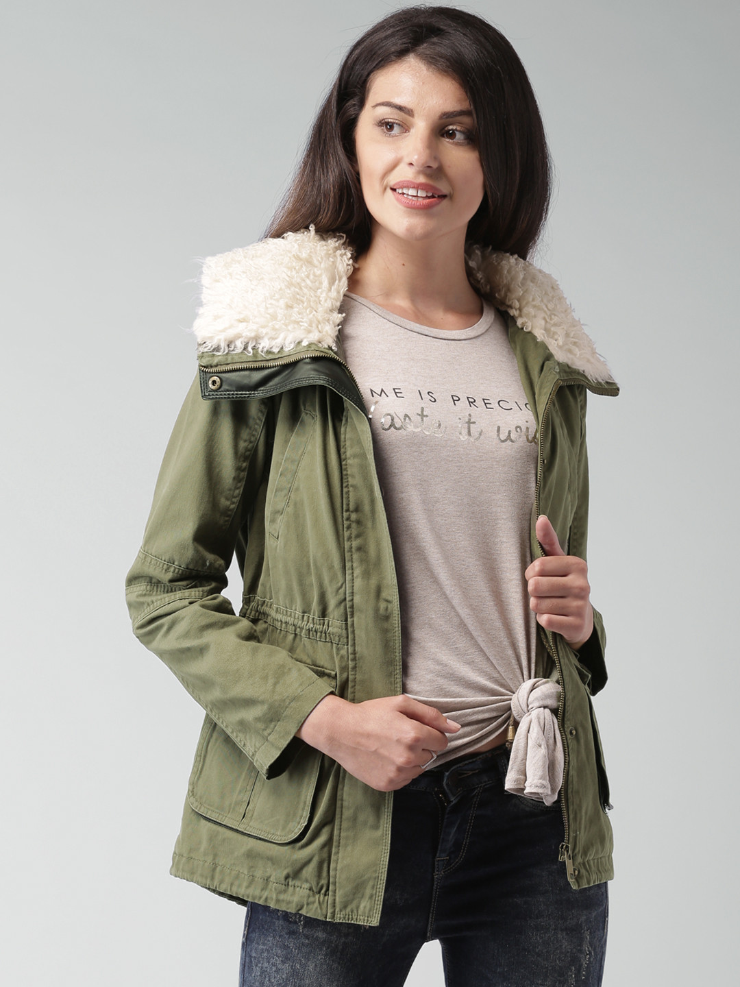 Buy New Look Women Green Hooded Parka Jacket Jackets for Women 653042