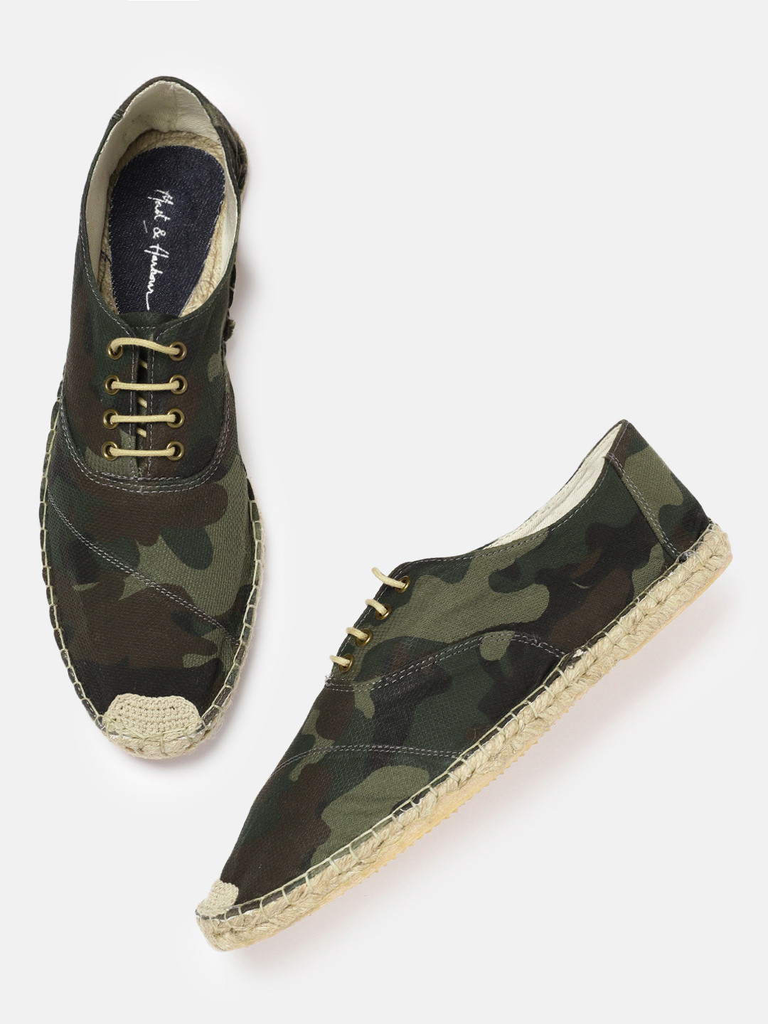 Buy Mast & Harbour Men Olive Green Camouflage Espadrilles Casual