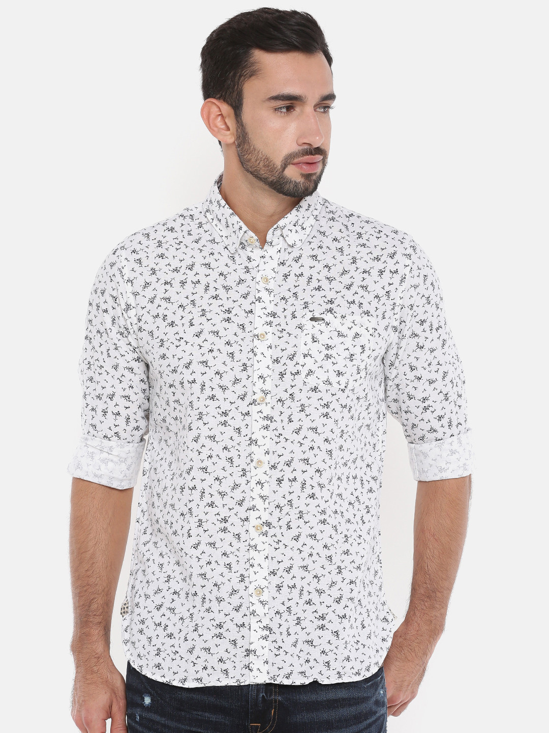 Buy Peter England Men White Slim Fit Printed Casual Shirt Shirts for