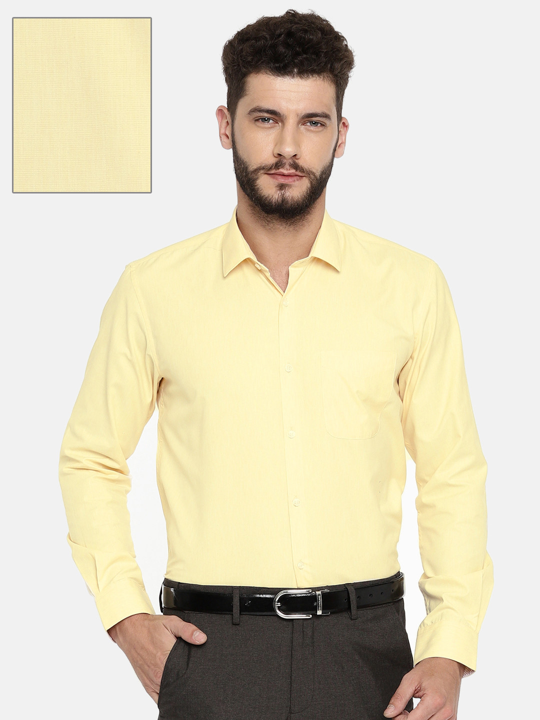 Buy Peter England Men Yellow Regular Fit Solid Formal Shirt Shirts