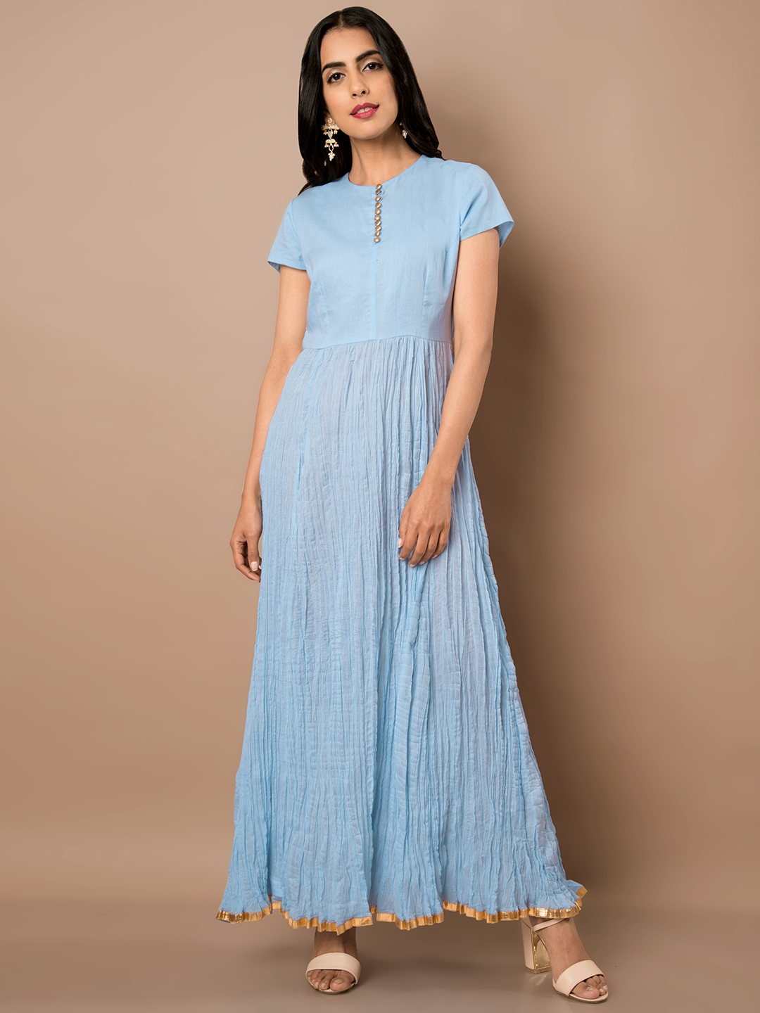 Buy Indya Women Blue Solid Maxi Dress Dresses For Women 6533900 Myntra 0589